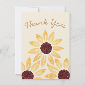 Happy Yellow Watercolor Sonnenblumen Dankeskarte