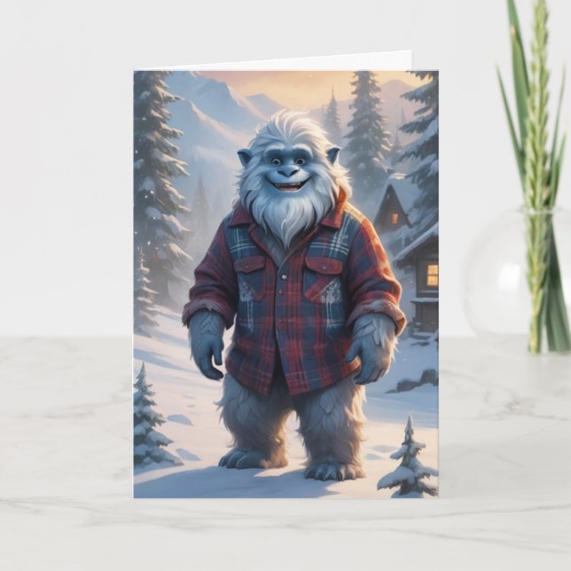 Happy Yeti Feiertagskarte (Vorderseite)