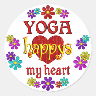 Happy Yoga Runder Aufkleber