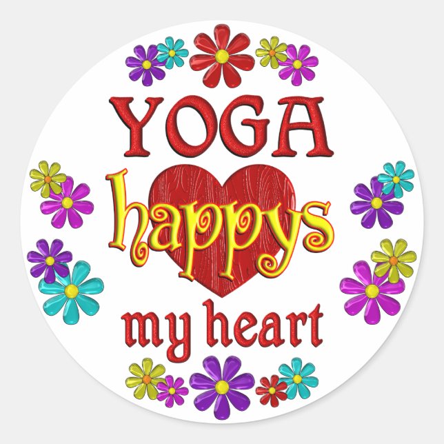 Happy Yoga Runder Aufkleber (Vorderseite)