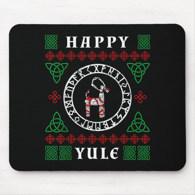 Happy Yule Pagan Wicca Ugly Christmas Sweater  Mousepad (Vorne)