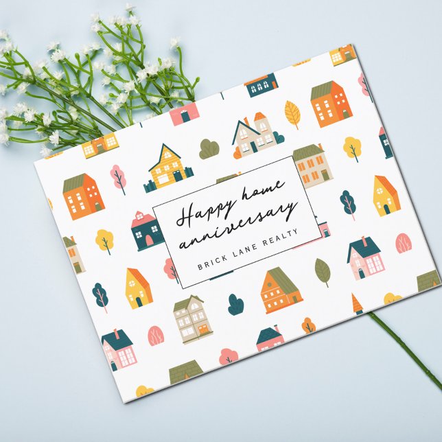 Happy Zuhause Anniversary Realty Postkarte (Happy Home Anniversary Real Estate Postcard)