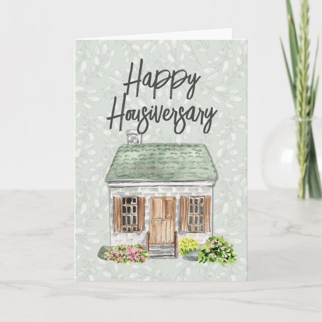 Happy Zuhause Anniversary Watercolor House Dankeskarte (Vorderseite)