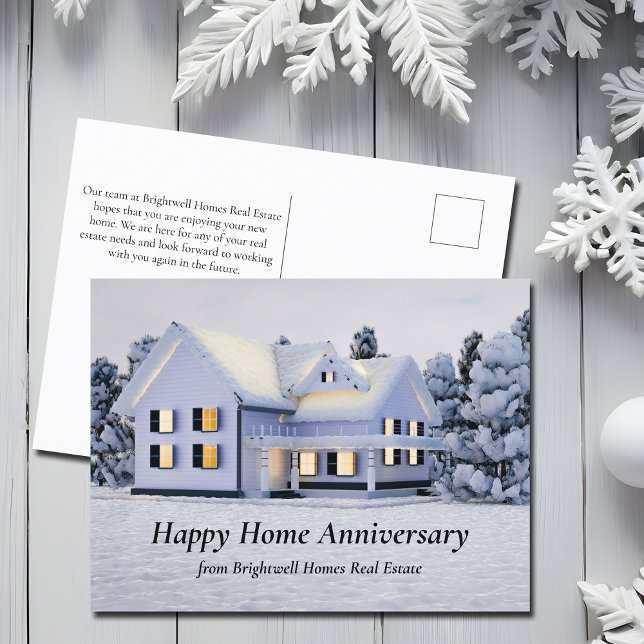 Happy Zuhause Anniversary Winter Zuhause Snow on T Postkarte (Von Creator hochgeladen)