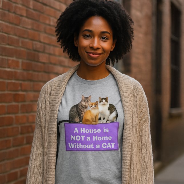Happy Zuhause / Cat Lover Personalisierter T - Shi Tri-Blend Shirt ("Cat lover gift: cozy winter tee with 3 cats + quote. Pet parent style for home & holidays.")