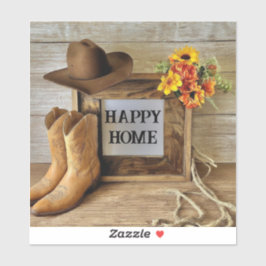 Happy Zuhause Cowgirl Cowboy Style mit Cowboy Boot Aufkleber