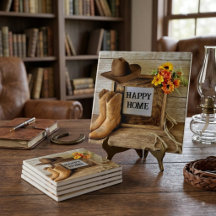 Happy Zuhause Cowgirl Cowboy Style mit Cowboy Boot