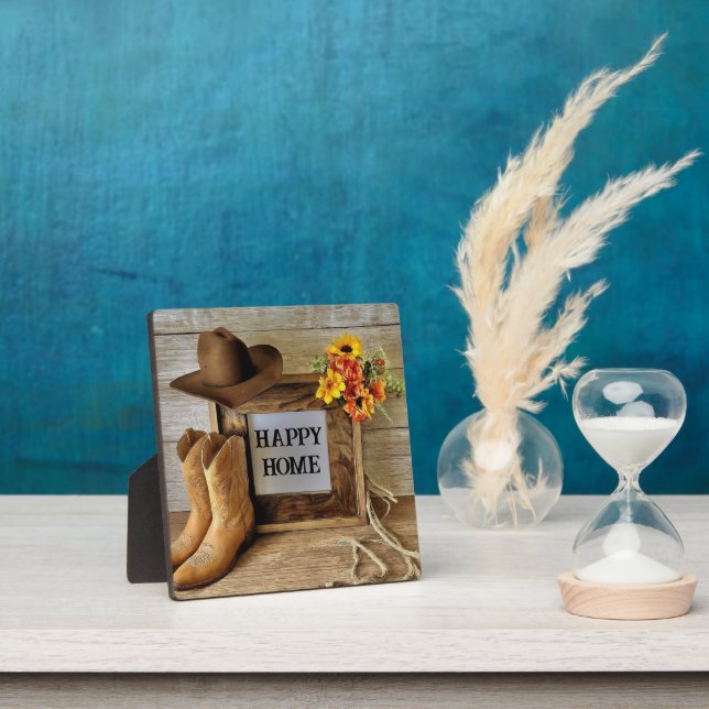 Happy Zuhause Cowgirl Cowboy Style mit Cowboy Boot Fotoplatte (InSitu)