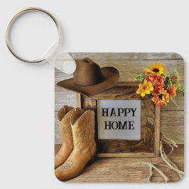 Happy Zuhause Cowgirl Cowboy Style mit Cowboy Boot Schlüsselanhänger