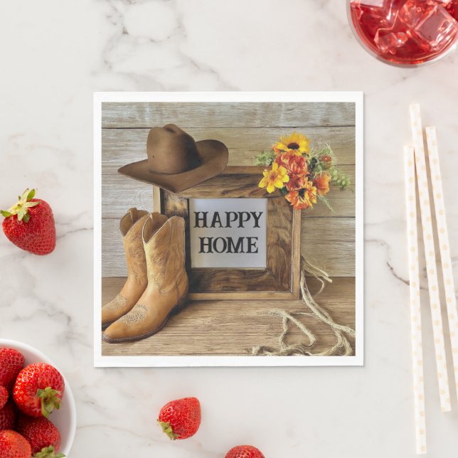 Happy Zuhause Cowgirl Cowboy Style mit Cowboy Boot Serviette (Beispiel)