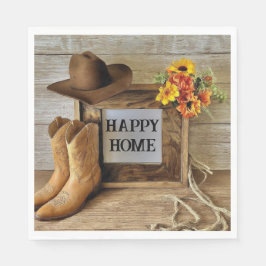 Happy Zuhause Cowgirl Cowboy Style mit Cowboy Boot Serviette