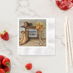 Happy Zuhause Cowgirl Cowboy Style mit Cowboy Boot Serviette