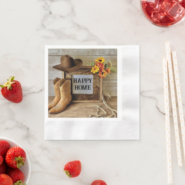 Happy Zuhause Cowgirl Cowboy Style mit Cowboy Boot Serviette (Beispiel)