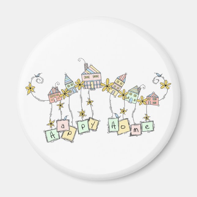 Happy Zuhause Doodles Magnet (Vorne)