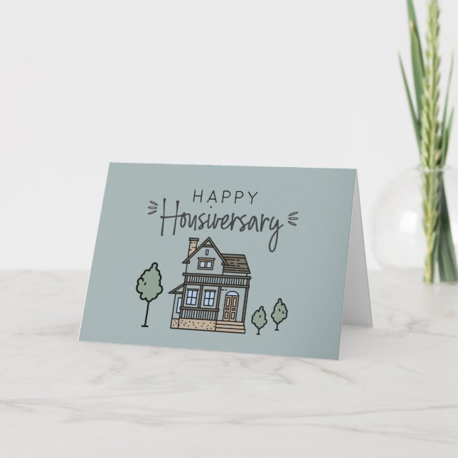 Happy Zuhause Jubiläum Personalisiert Housiversay Dankeskarte (Vorderseite)