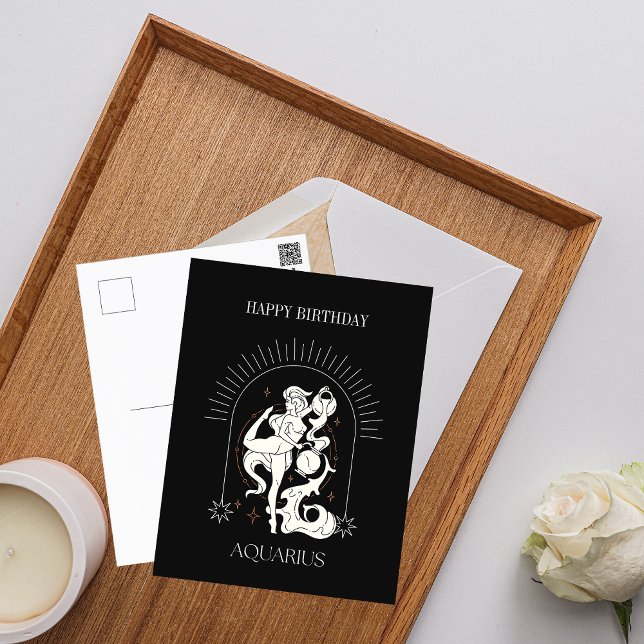 HappyBirthday Mystic Aquarius Zodiac Postkarte (HappyBirthday Mystic Aquarius Zodiac Postcard)