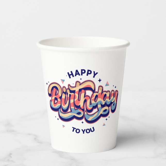 #HappyBirthday #TypografieArt #BirthdayTypografie Pappbecher (Rückseite)