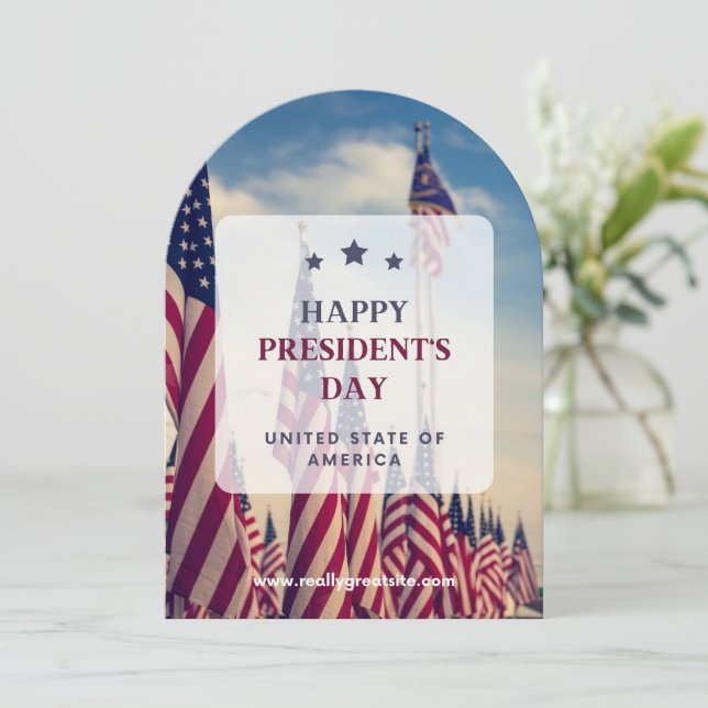 #HappyPresidentDay Vereinigter Staat von Amerika Einladung (Stehend Vorderseite)