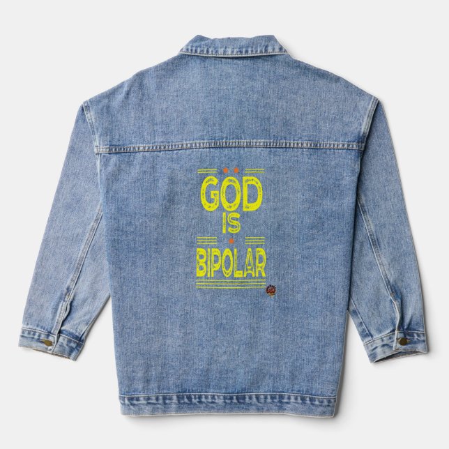 HappyWorkT GOD IST BIPOLAR DISTRESSED Jeansjacke (Rückseite)