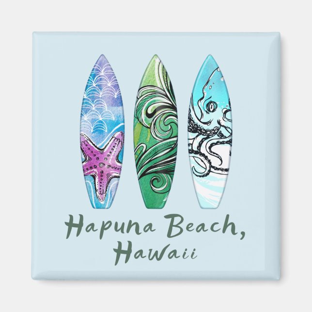 Hapuna Beach Hawaii Surfboards Magnet (Vorne)