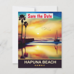 Hapuna Beach, Hawaii, Travel Postcard, Save The Date