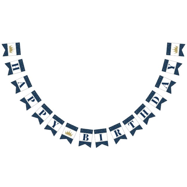 Hapy Birthday Banner in Blau und Gold (Alle)