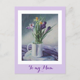 Hapy Mother's day lila Crocus Blumenmalerei Postkarte
