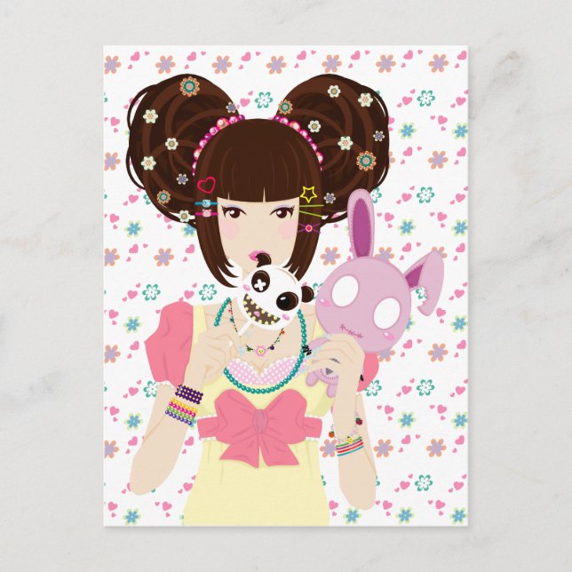 Harajuku Girl Yuriko - Hintergrund Postkarte (Vorderseite)