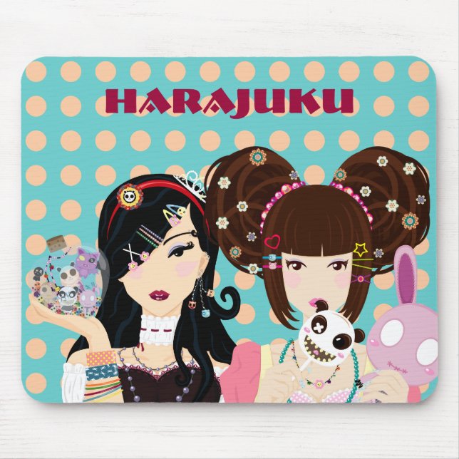 Harajuku Mädchen in den Tupfen Mousepad (Vorne)