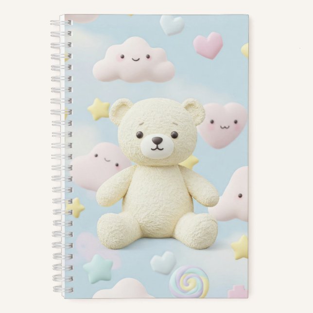 Harajuku-Stil: Wolken und Sterne von Natasha Us Notizbuch (Vorderseite)