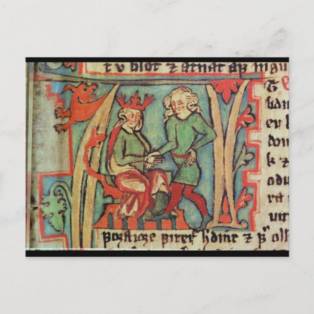 Harald I Fairhair begrüßt Guthrum "Flateybok" Postkarte (Vorderseite)