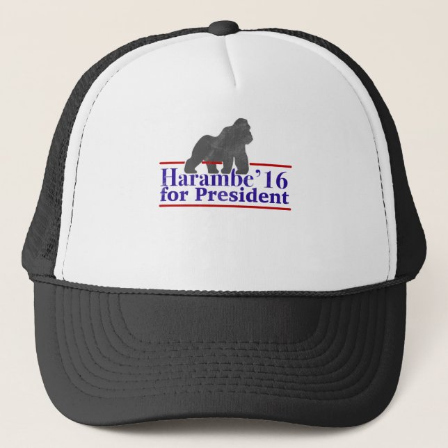 Harambe für Präsidenten 2016 lustiges Meme Truckerkappe (Vorderseite)