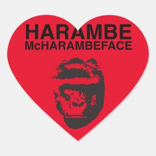 Harambe McHarambeface Herz-Aufkleber