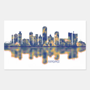 Harare Skyline Rechteckiger Aufkleber