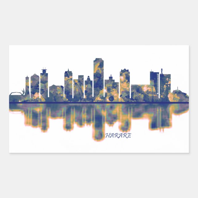 Harare Skyline Rechteckiger Aufkleber (Vorderseite)