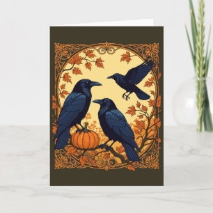 Harbingers Ravens bereiten sich auf Halloween vor Feiertagskarte
