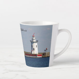 Harbor Beach Lighthouse latte mug