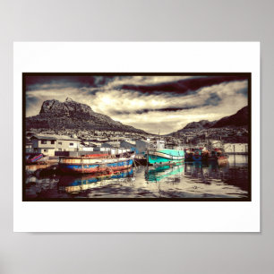 Harbor Boats Reflection Water Hout Bay Poster