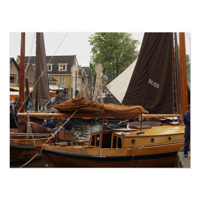 Harbor, wood Fishingboat  Poster (Vorderseite)