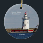Harbour Beach Lighthouse Circle Ornament<br><div class="desc">Harbour Beach Lighthouse in Harbour Beach, Michigan am Huron Lake</div>