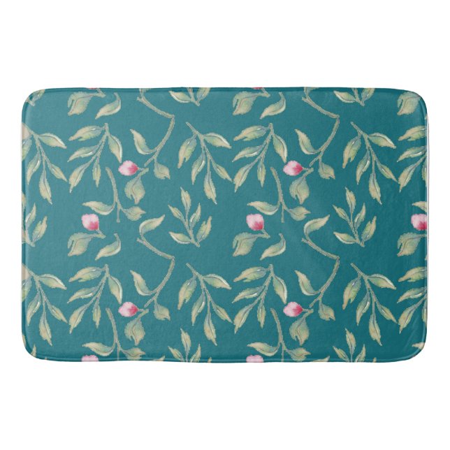 Harbour Blue Floral Bath Mat Badematte (Vorderseite)