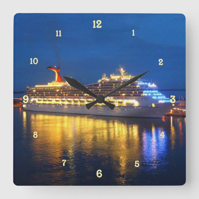 Harbour Reflections Quadratische Wanduhr (Vorderseite)