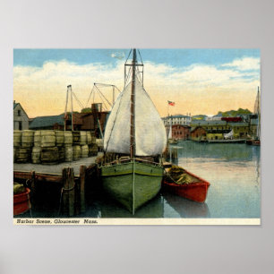 Harbour Scene, Gloucester, MA Vintag Poster