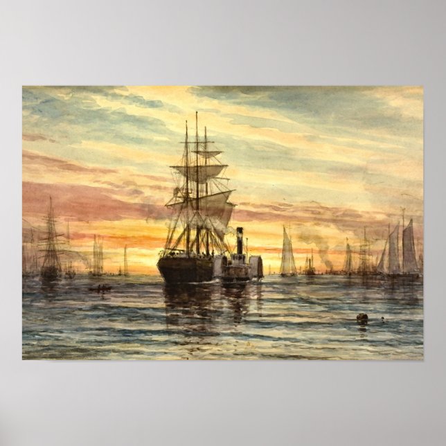 Harbour Scene von Thomas Moran Print Poster (Vorne)