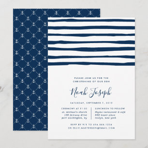 Harbour Stripe Christening oder Taufe Einladung