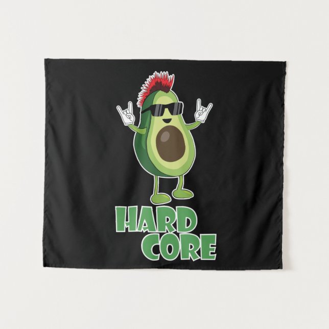 Hard Core Avocado Funny Wandteppich (Vorderseite (Horizontal))