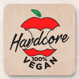 Hard Core Vegan, Apple Core Vegan, Hardcore Vegan Getränkeuntersetzer