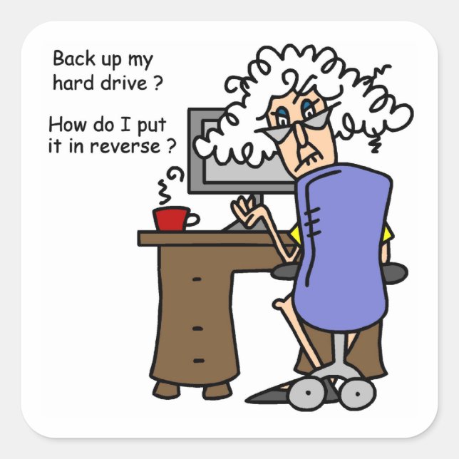 Hard Drive Back Up Humorous Quadratischer Aufkleber (Vorderseite)