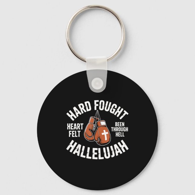Hard Fought Hallelujah Boxing Gloves Christian Box Schlüsselanhänger (Vorderseite)