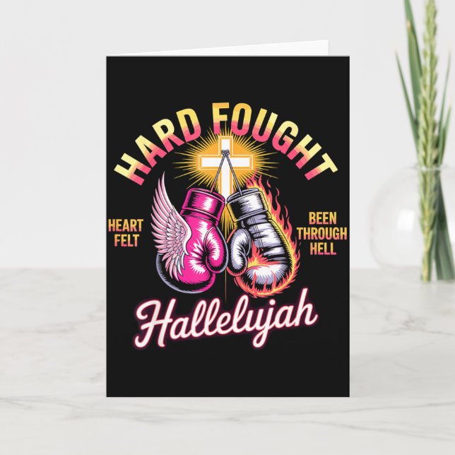 Hard Fought Hallelujah Boxing Gloves Faith  Karte (Vorderseite)